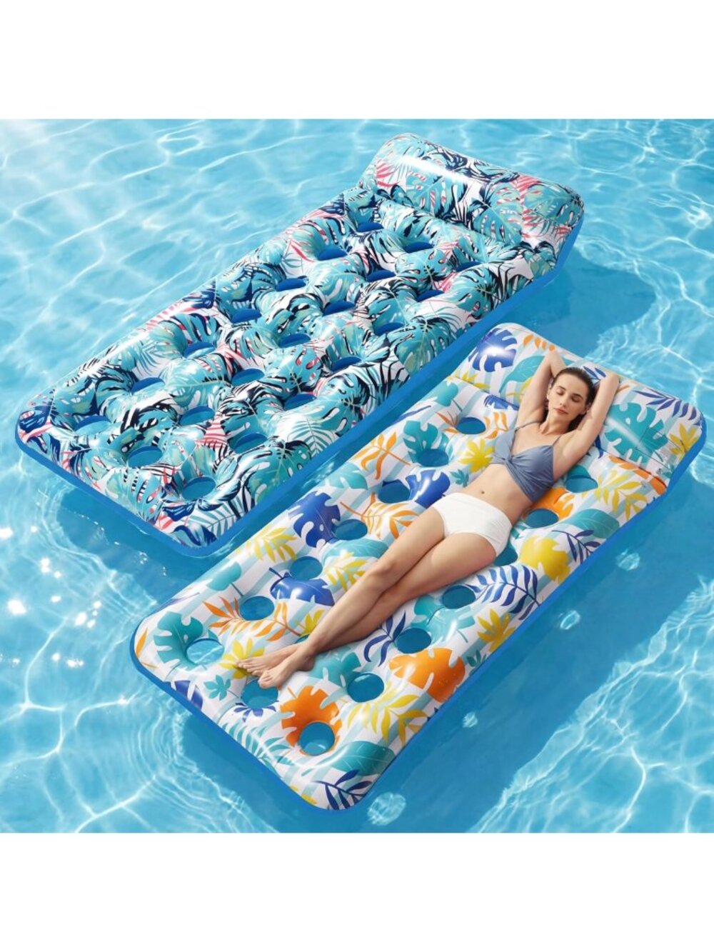 2 Pack Inflatable Pool Floats - Fun Cooling Rafts for Adults & Kids
